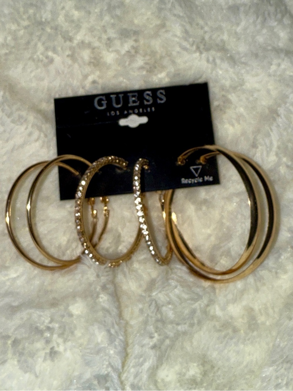 Guess Gold-Tone Hoop Earring Set with Crystal Accents